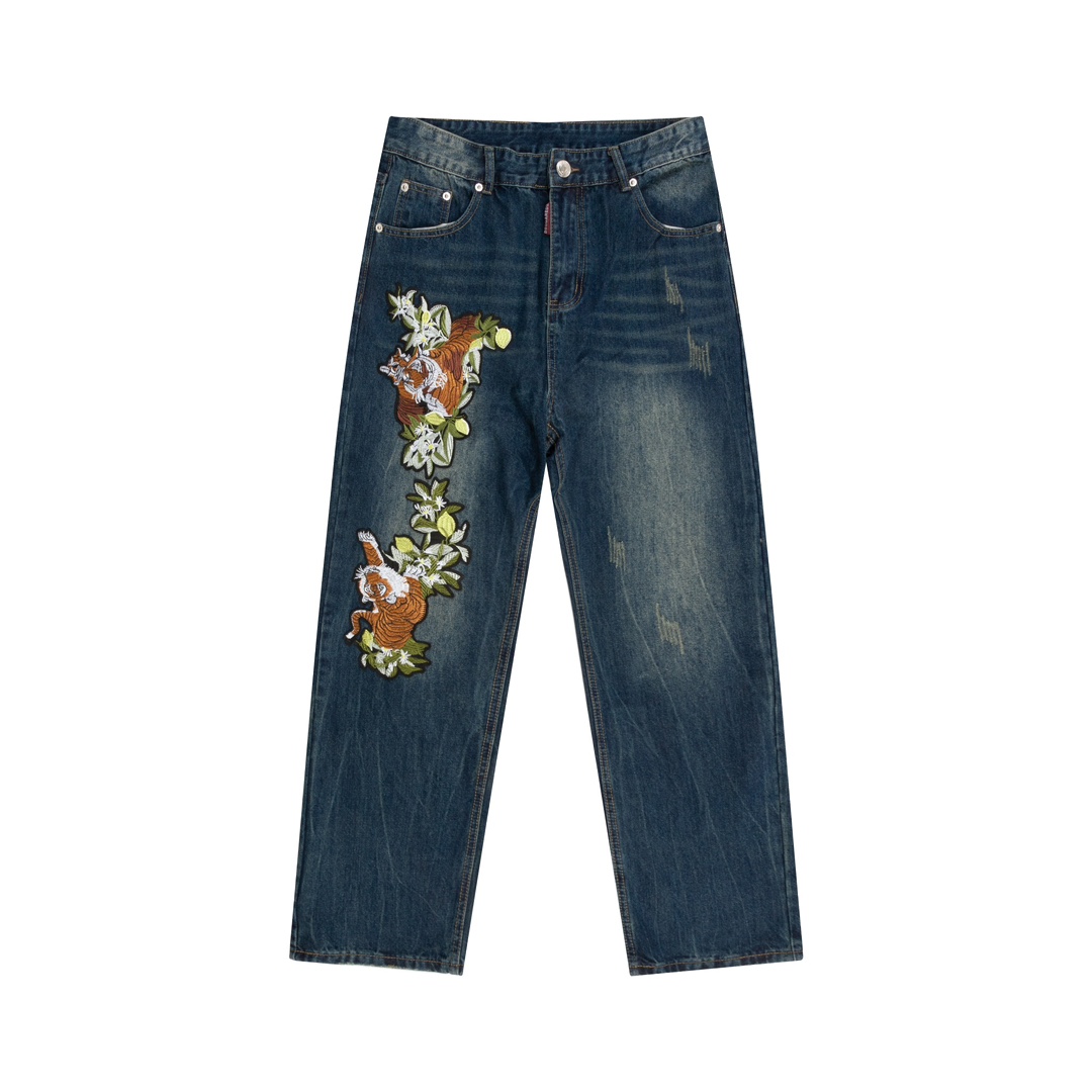 Dsquared2 Clothing Jeans Blue Dark Embroidery Vintage