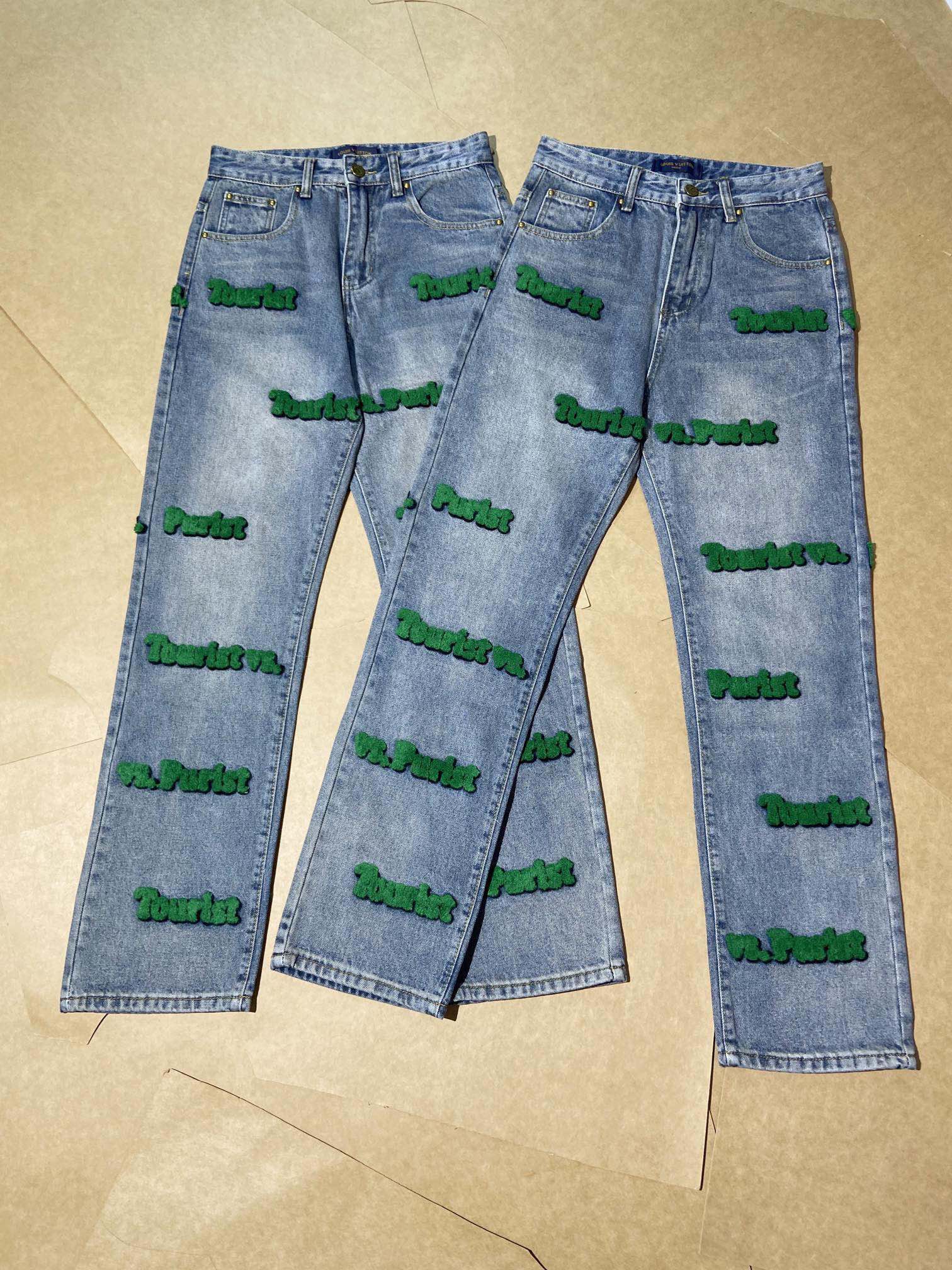 Louis Vuitton Clothing Jeans Pants & Trousers Green White Sewing Vintage