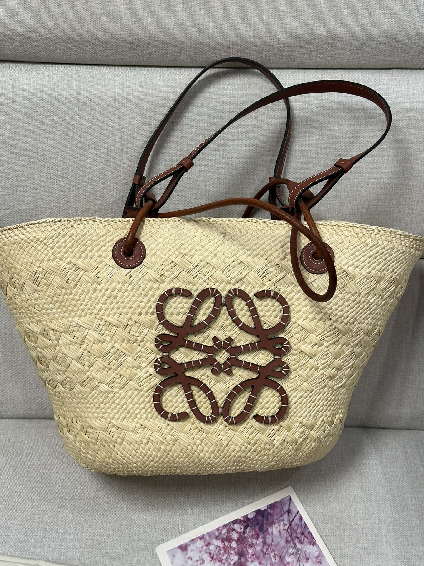 Wholesale 2023 Replica
 Loewe Anagram Basket Bags Handbags Brown Weave Cowhide