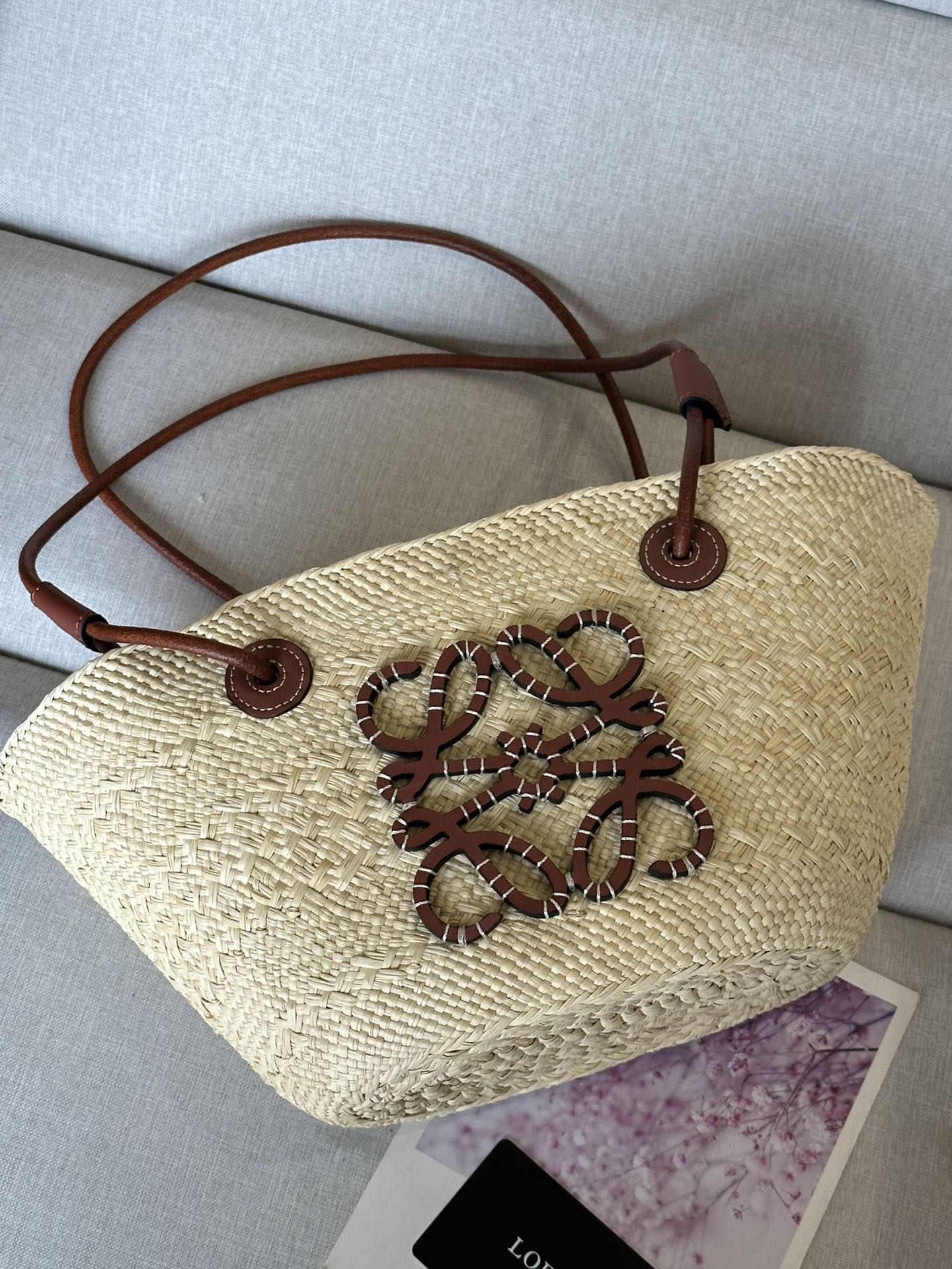 Loewe Anagram Basket Bags Handbags Brown Weave Cowhide P110034