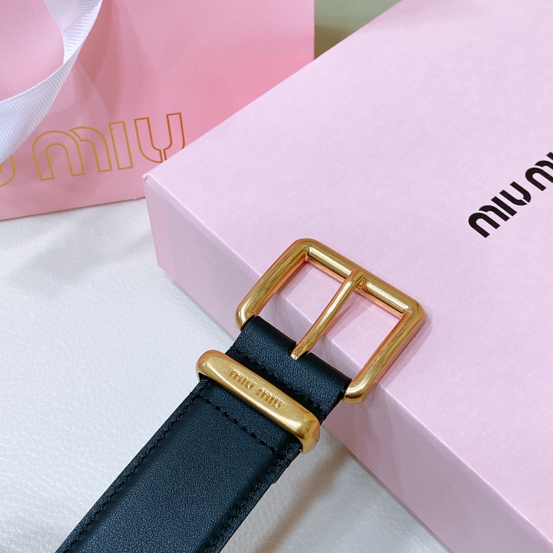 [Miu Miu Belts]miumiu Metal buckles. Belt ring decorated with laser engraved