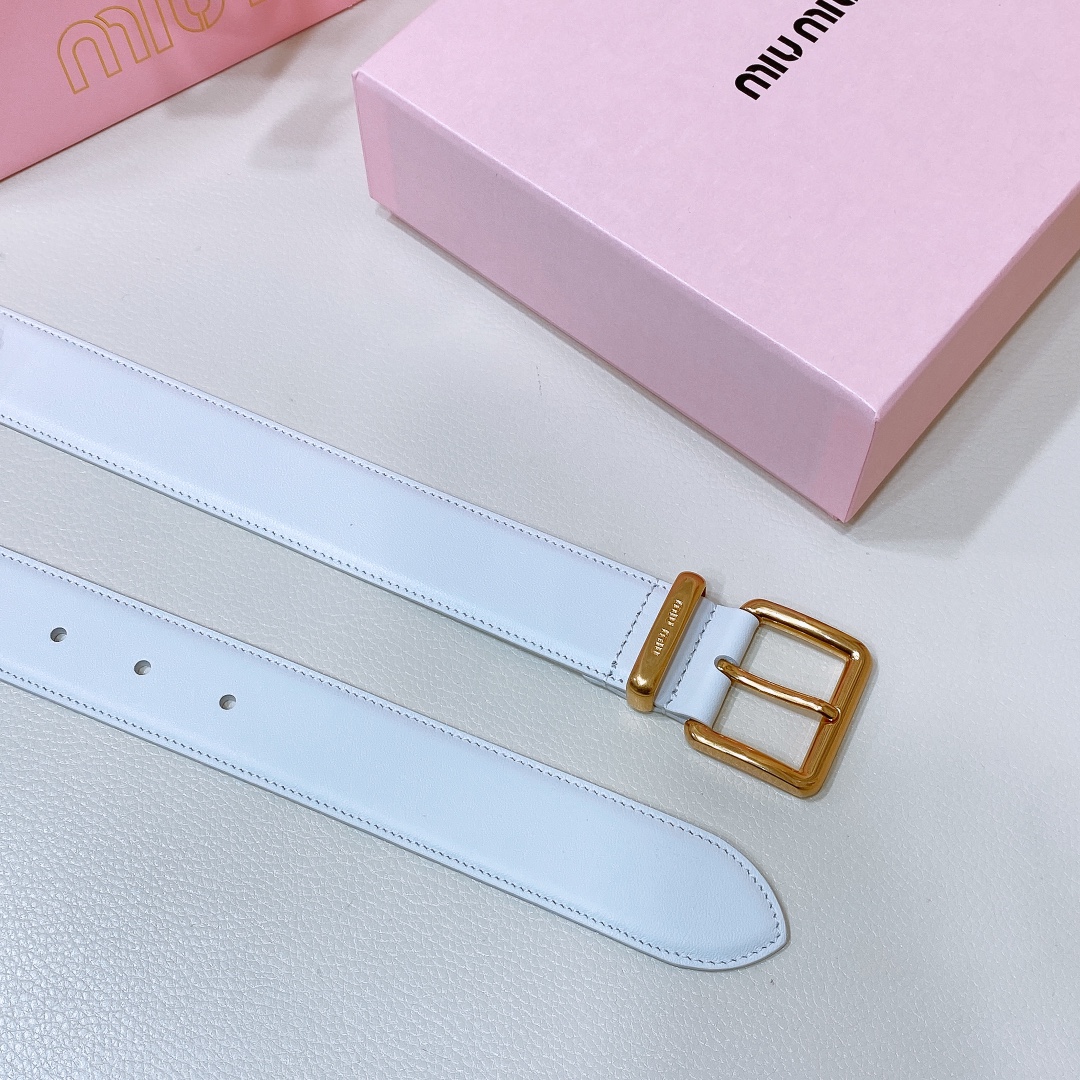 [Miu Miu Belts]miumiu Metal buckles. Belt ring decorated with laser engraved