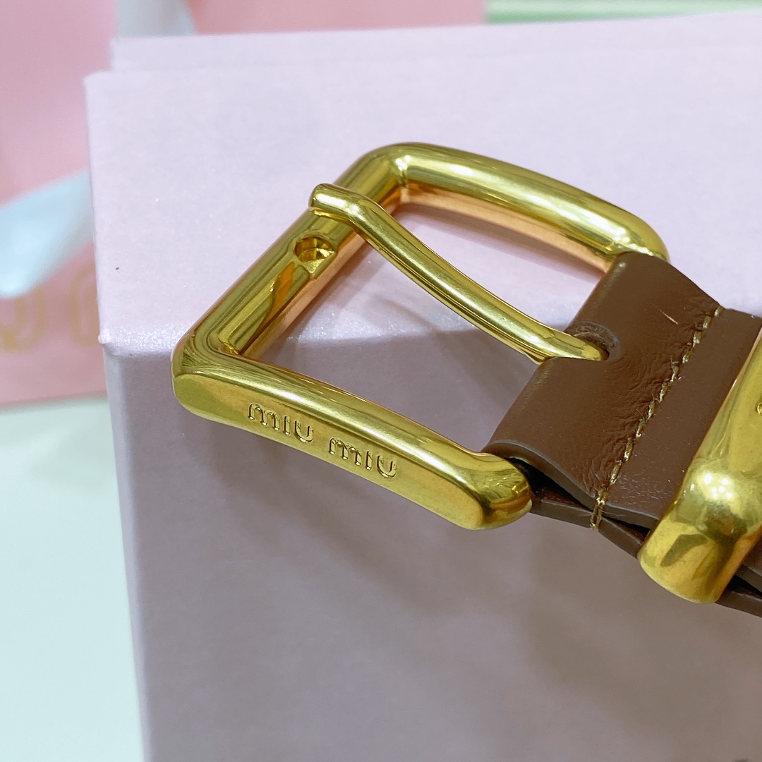 [Miu Miu Belts]miumiu Metal buckles. Belt ring decorated with laser engraved