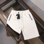 Buy Best High-Quality
 Fendi Clothing Shorts Black White Splicing Unisex Cotton Summer Collection Casual