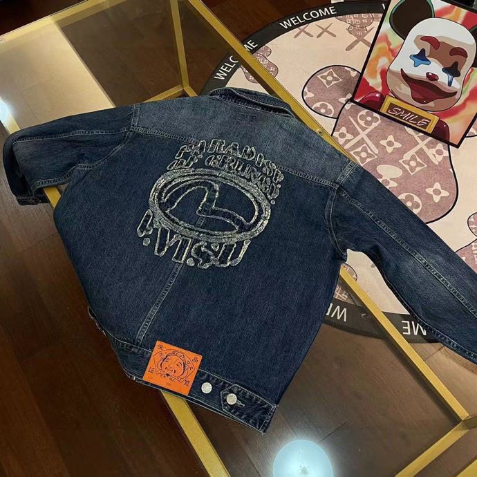 Evisu 2024 Novel Cowboy Jacket Embroidered with Seagulls: Size Guide Included - 图片 2