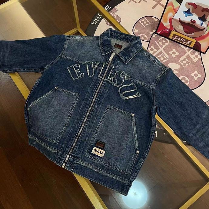 Evisu 2024 Novel Cowboy Jacket Embroidered with Seagulls: Size Guide Included