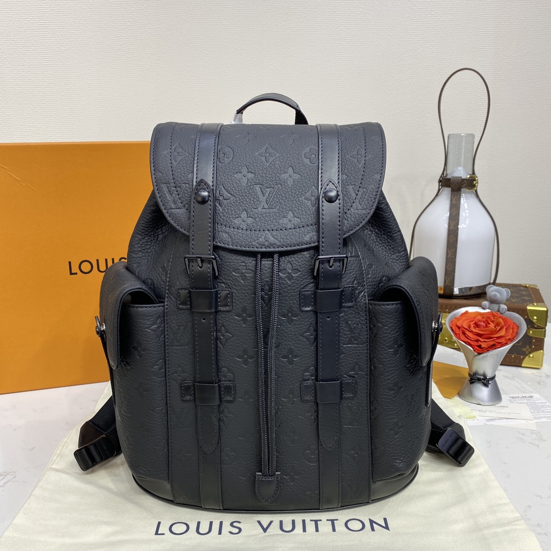 لويس فيتون LV Christopher قمة
 حقيبة حقيبة ظهر أعلى درجة
 أسود . Taurillon M20899