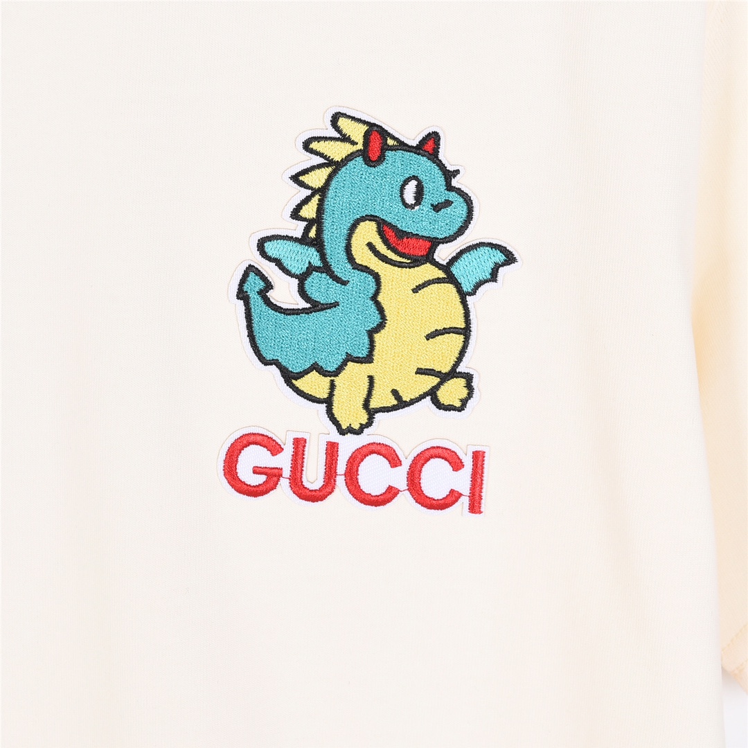 上新140 Gucci 古驰24ss龙年限定刺绣小龙字母logo短袖