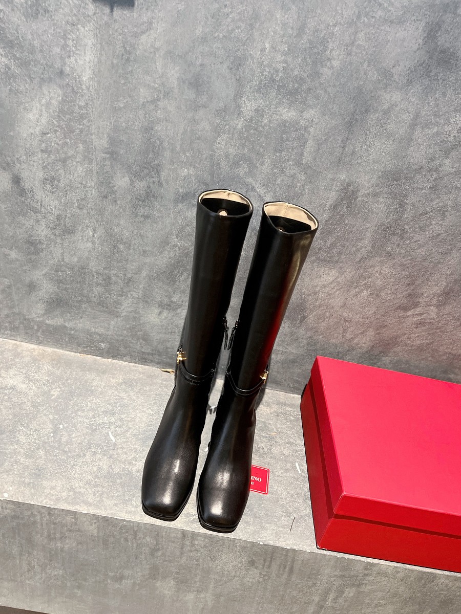 Valentino Bottes Longues Bottes Courtes Travail ouvert Cuir de vache Genuine Leather