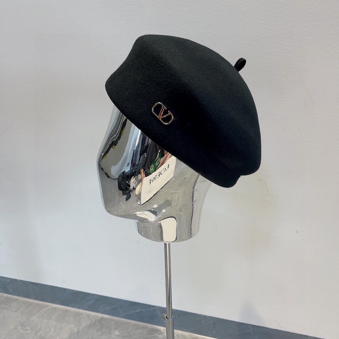 Precio especial ¥ Valentino boina de lana, tela 100% lana, circunferencia de cabeza 57cm, sombreros, sombrero…