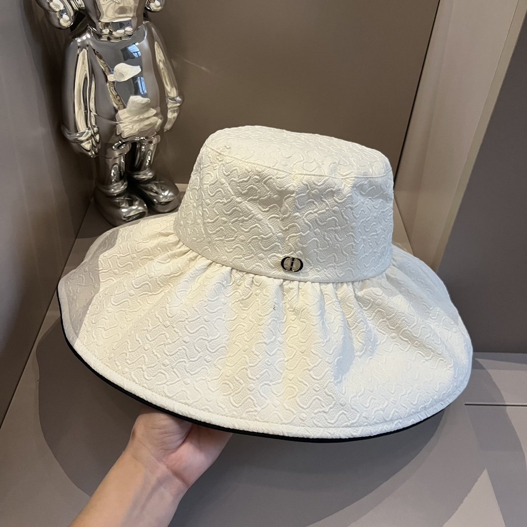 Dior迪奥2024春夏新款遮阳帽防紫外线设计贝壳边设计可折叠头围57cm
