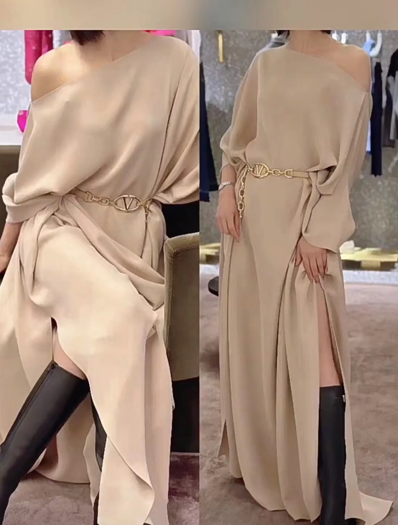[Valentino Belts] The outer layer is made of glossy cowhide VLogoSignature o