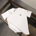 Moncler Clothing T-Shirt Black Grey Light Gray White Embroidery Unisex Cotton Fashion