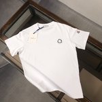 Moncler Clothing T-Shirt Black White Embroidery Unisex Cotton Fashion