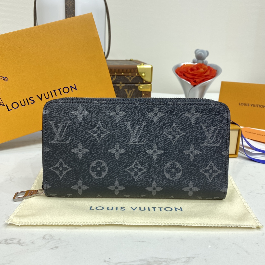 Louis Vuitton Wallet Black Grid Coffee Color Damier Ebene Canvas Cowhide N41662