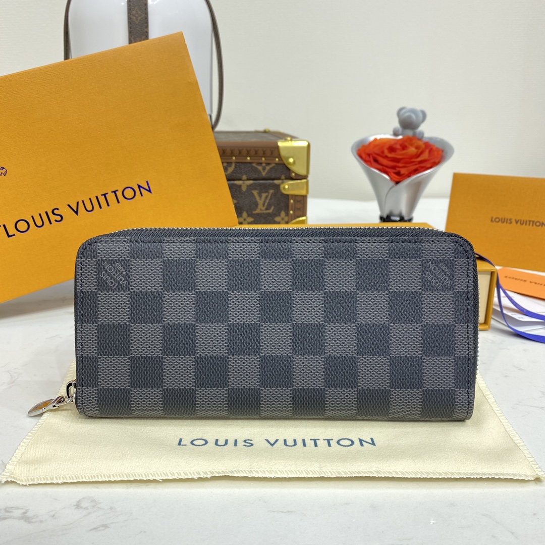 Designer Fake
 Louis Vuitton Wallet Black Grid Men Damier Graphite Canvas Cowhide M62295