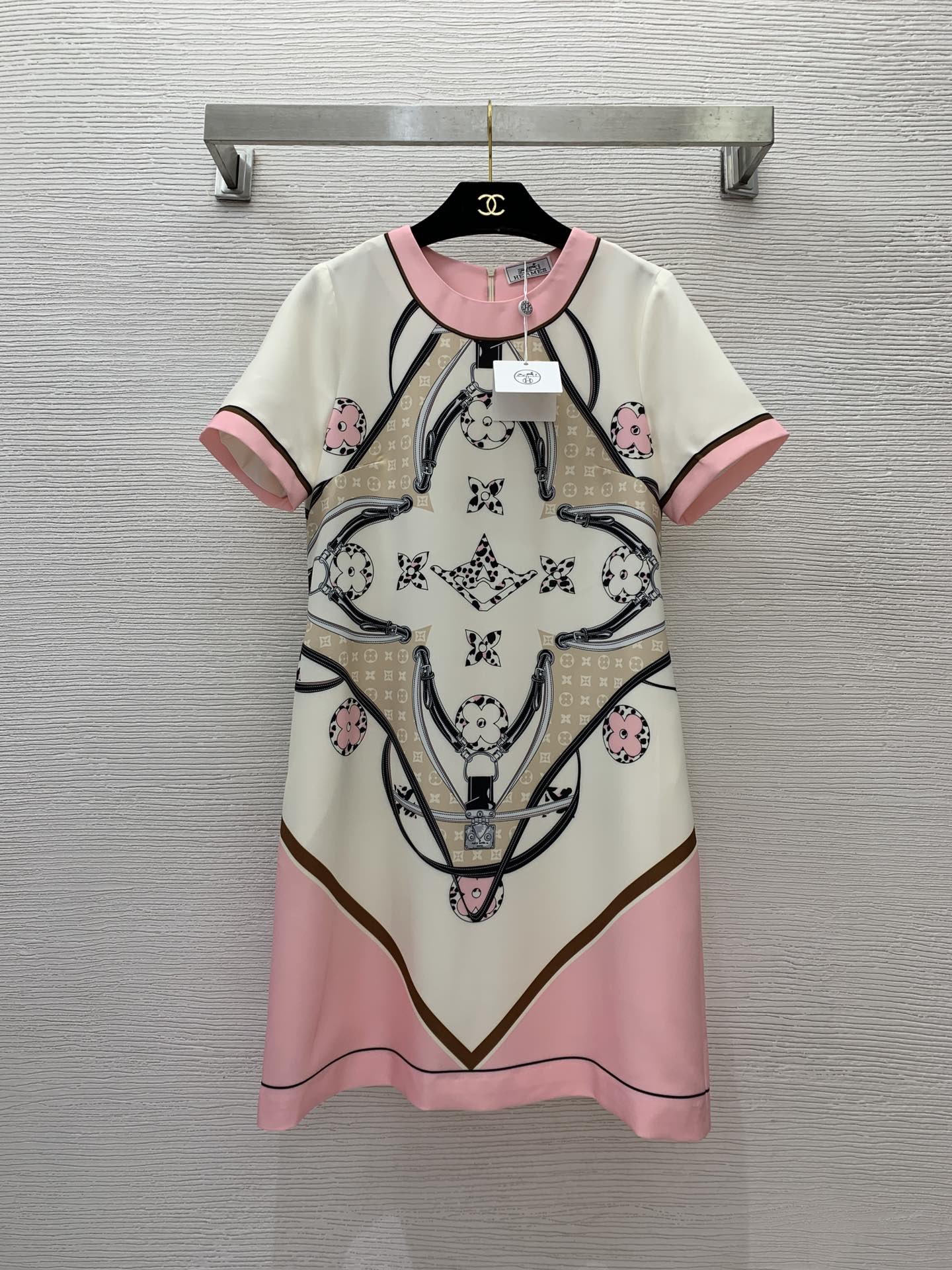 Louis Vuitton Clothing Dresses Pink Printing Spring/Summer Collection
