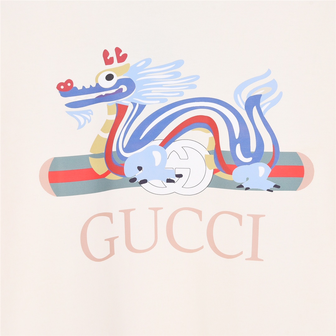 GUCCI 古驰24ss新款龙年限定印花短袖