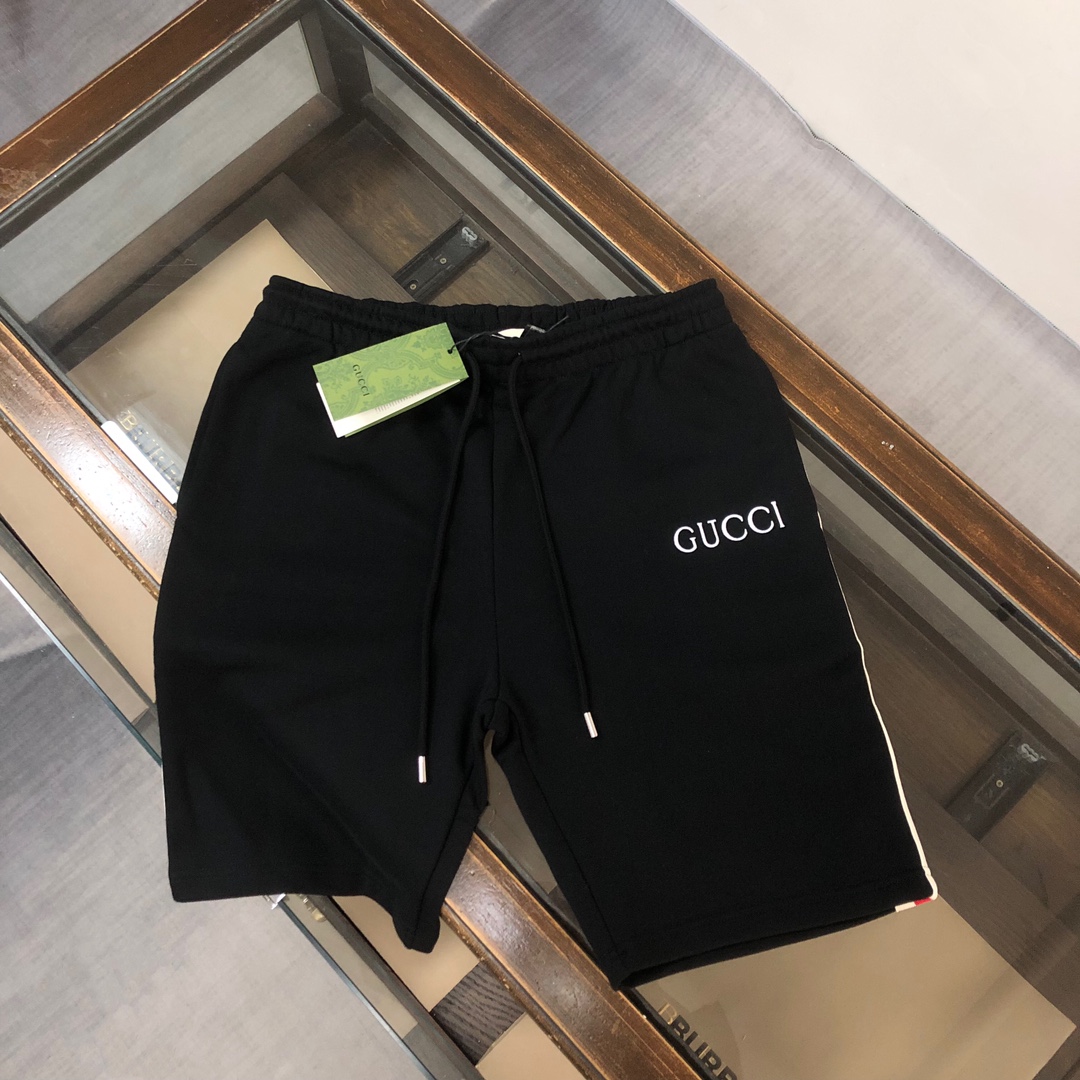 Gucci Clothing Shorts Apricot Color Black Men Summer Collection Fashion Casual