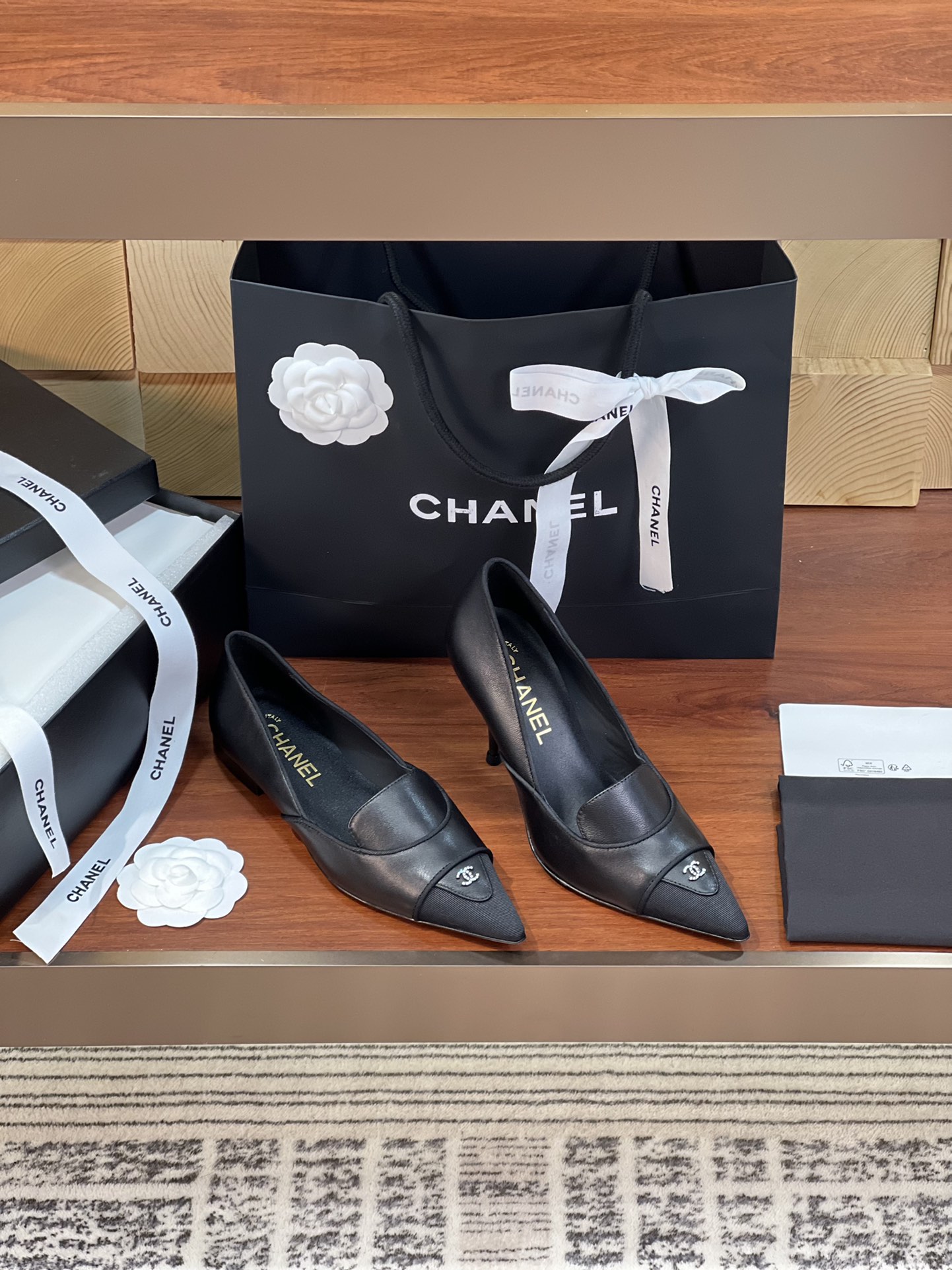 Chanel High Heel Pumps Single Layer Shoes Fake Designer
 Black Splicing Genuine Leather Goat Skin Lambskin Sheepskin Spring/Summer Collection Vintage