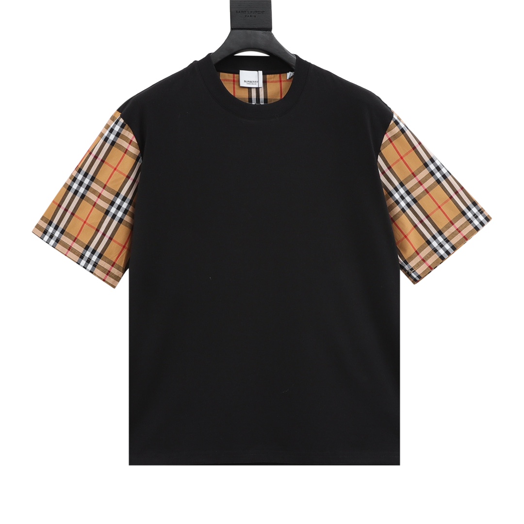 Camiseta de manga corta Burberry/巴宝莉 con mangas de cuadros, el BBR estrella con los colores más nuevos del verano, un c…