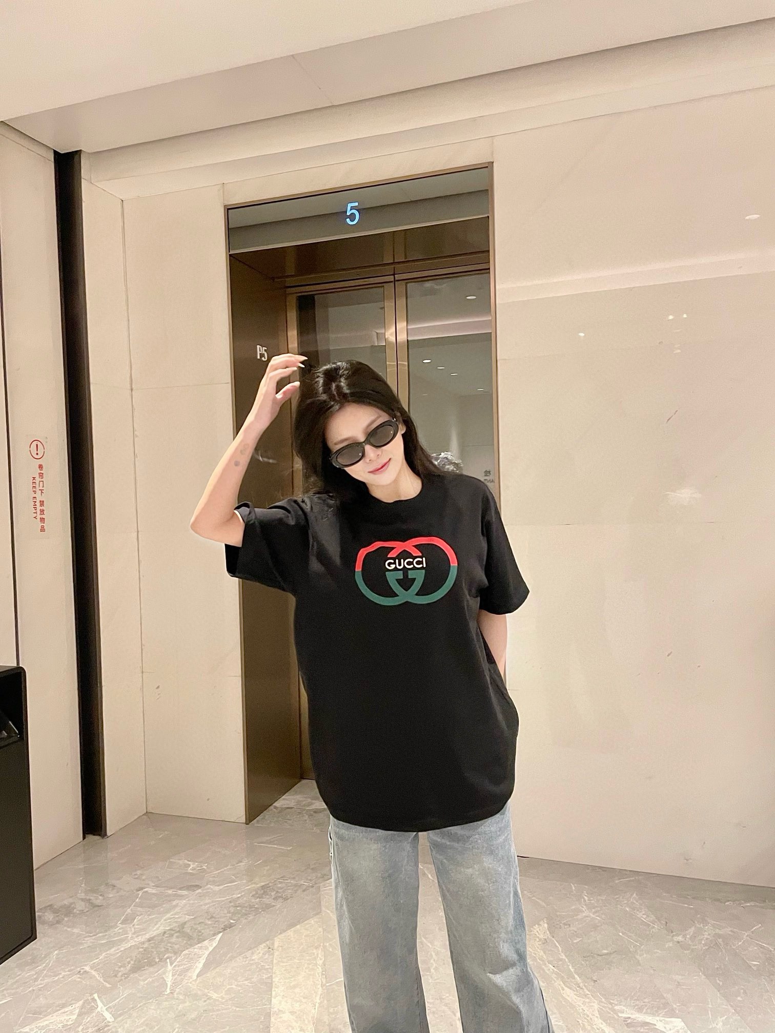 Gucci Odzież T-Shirt Drukowanie Krótki rękaw