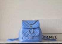 Chanel Duma Bags Backpack Blue All Steel Calfskin Cowhide Spring/Summer Collection Chains