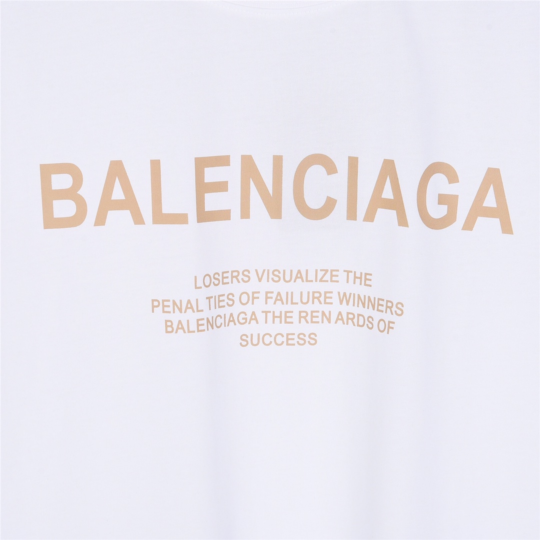 上新140 Balenciaga 巴黎世家24ss新款金色字母标语印花短袖