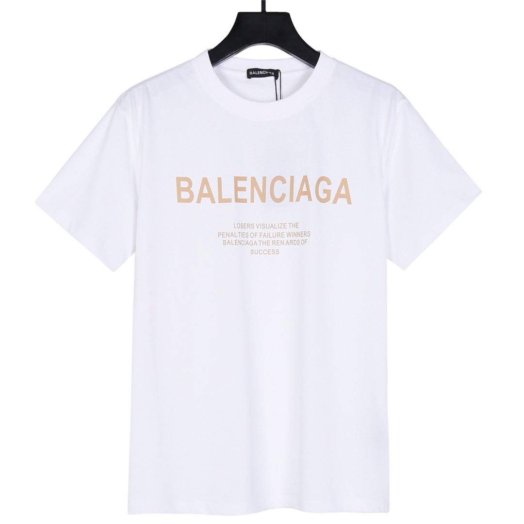 上新140 Balenciaga 巴黎世家24ss新款金色字母标语印花短袖