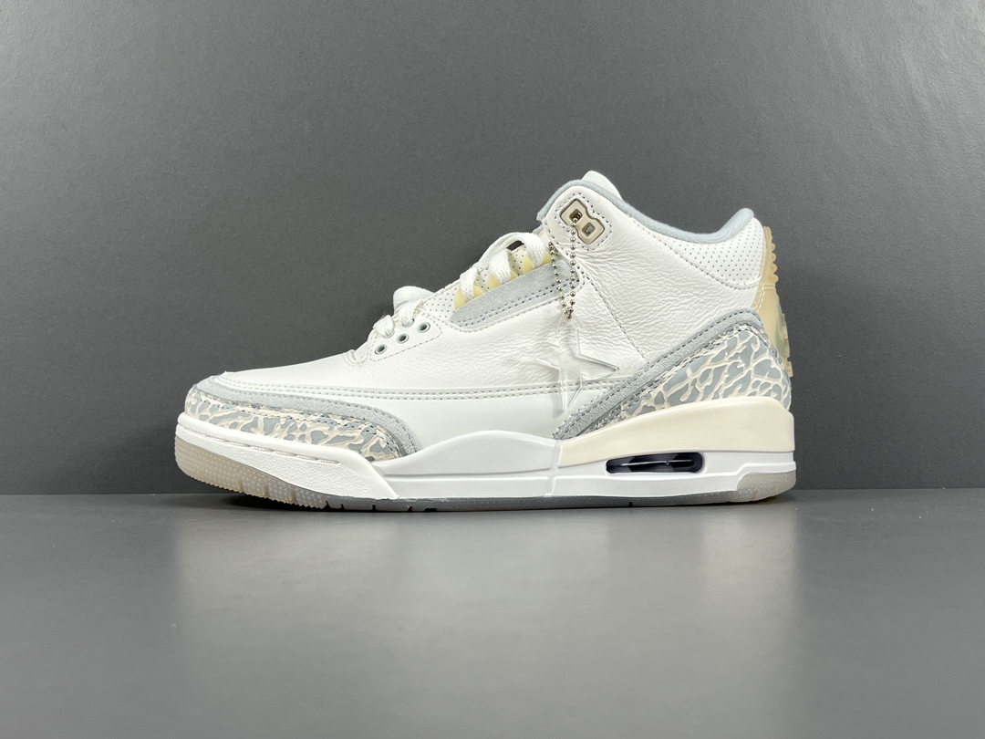  福利特价
【纯原：顶级AJ3】灰白 Jordan Air Jordan 3 lvory 头层牛皮 中帮
