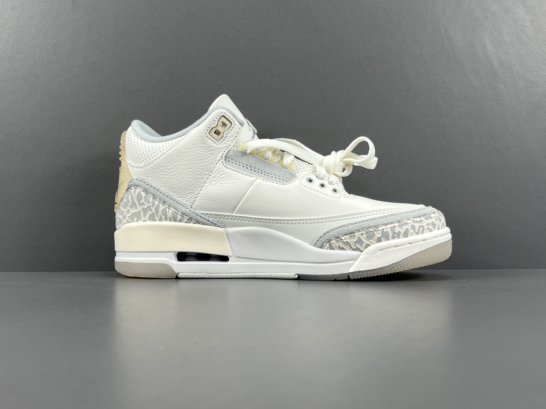  福利特价
【纯原：顶级AJ3】灰白 Jordan Air Jordan 3 lvory 头层牛皮 中帮