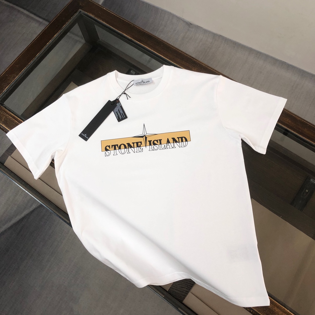 Stone Island Clothing T-Shirt Black Grey White Unisex Cotton Fashion Casual