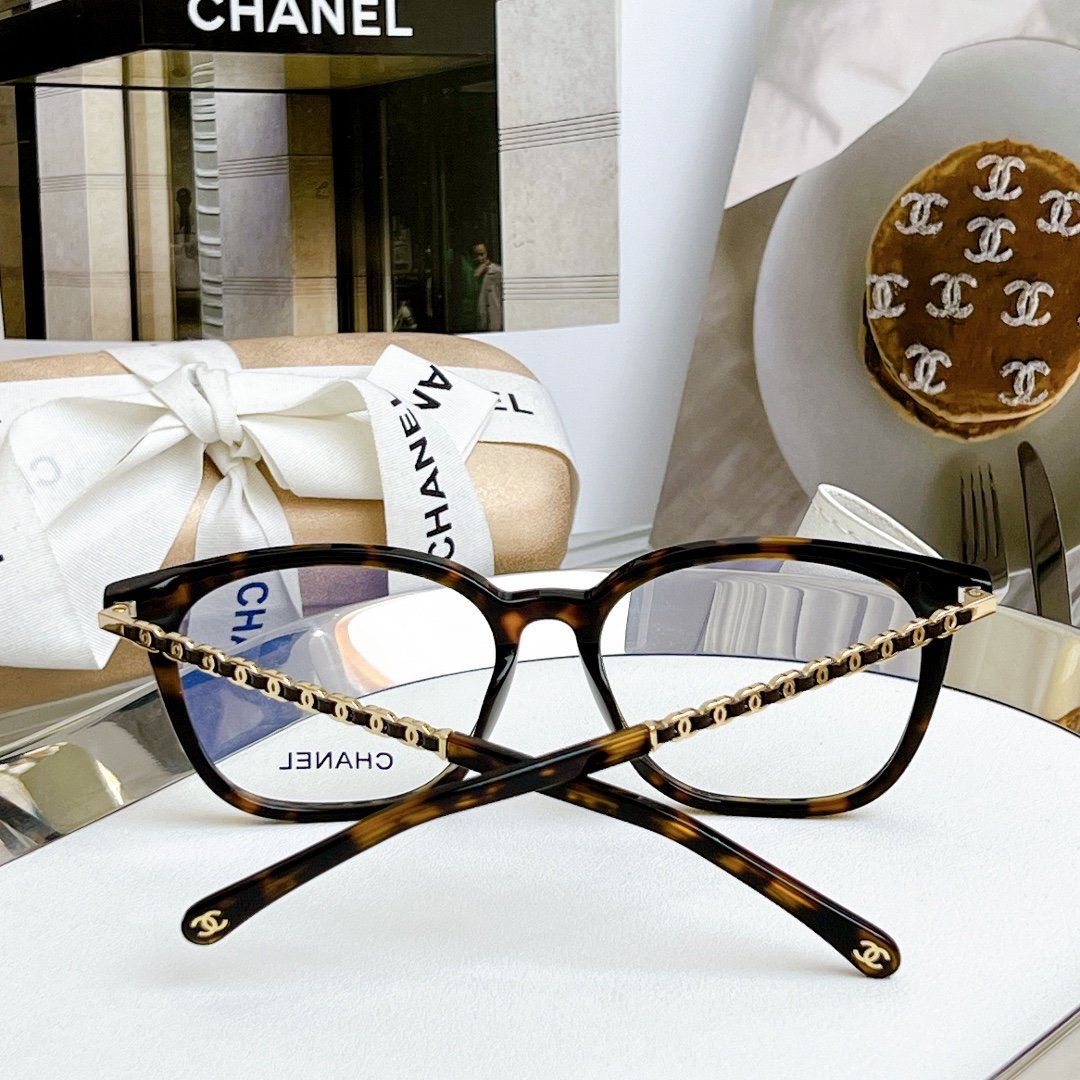 CHANEL24ss开春新品独家小框编制羊皮镜腿眼镜框Mod3475SIZE52口18-145