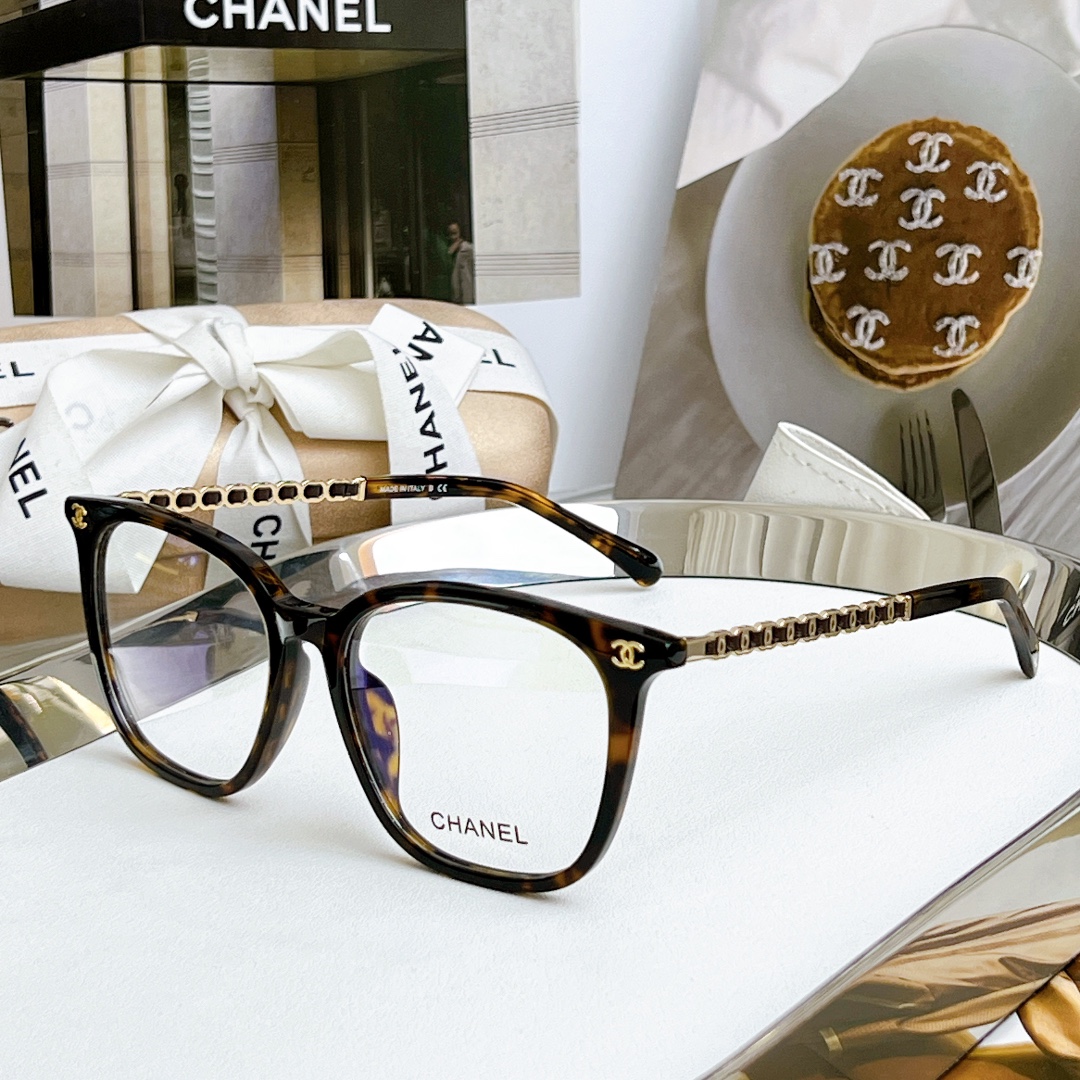 CHANEL24ss开春新品独家小框编制羊皮镜腿眼镜框Mod3475SIZE52口18-145