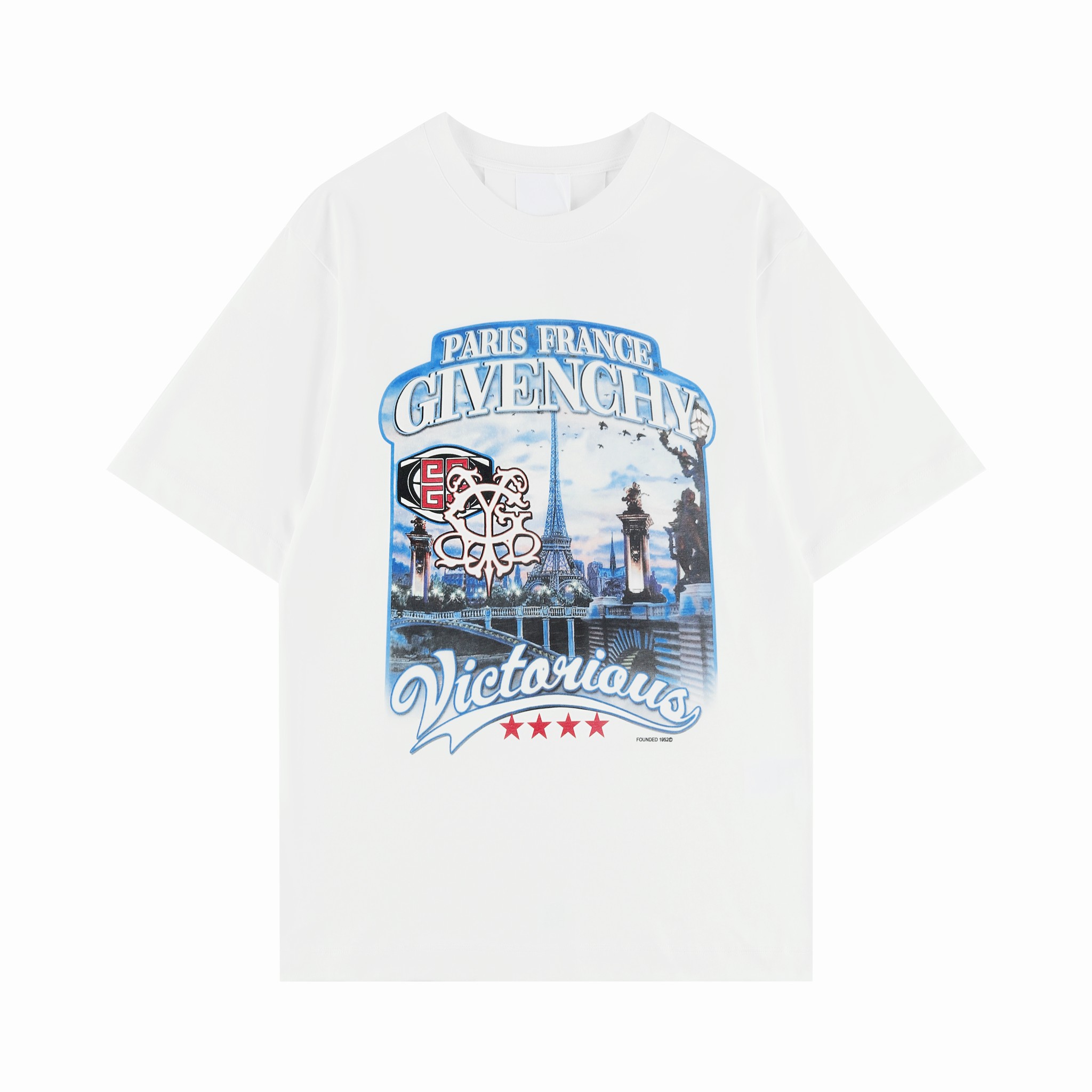 GVC Given* 2024SS camiseta de manga corta de nuevo estilo de primavera y verano. Impresión digital de la Torre Eiffel d…