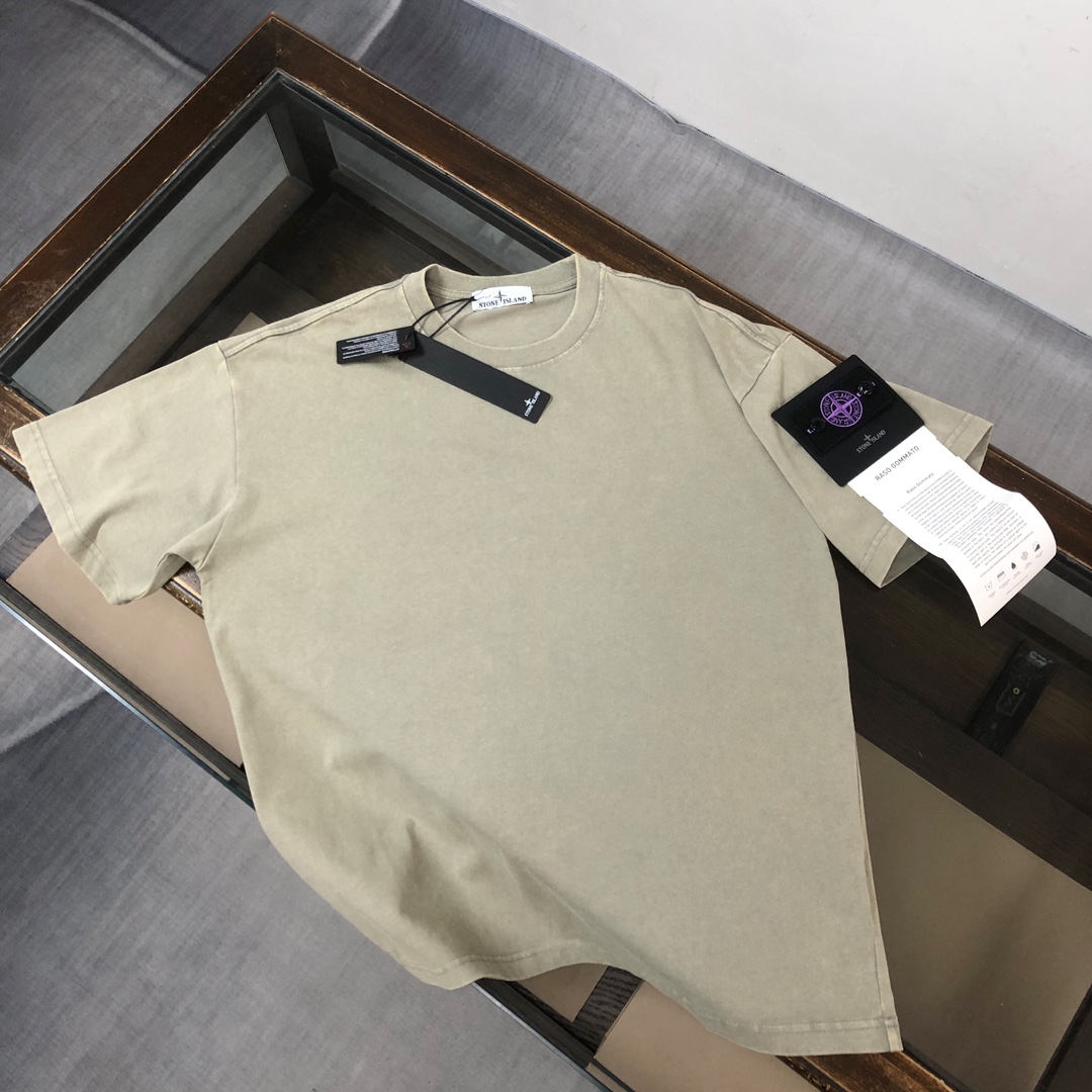 Stone Island Clothing T-Shirt Apricot Color Black Blue Dark Green Grey Purple White Unisex Fashion Short Sleeve