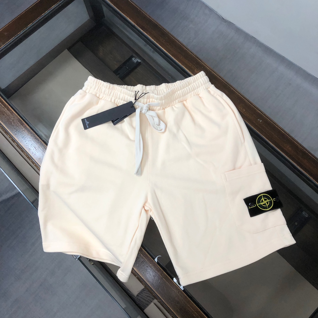 Stone Island Clothing Shorts Apricot Color Black Blue Green Khaki Pink Embroidery Unisex Cotton Casual