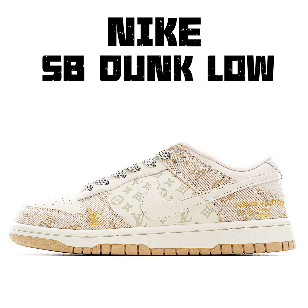 300 独家实拍Nk SB Dunk Low LV联名-浅咖牛仔板鞋 FC1688-187