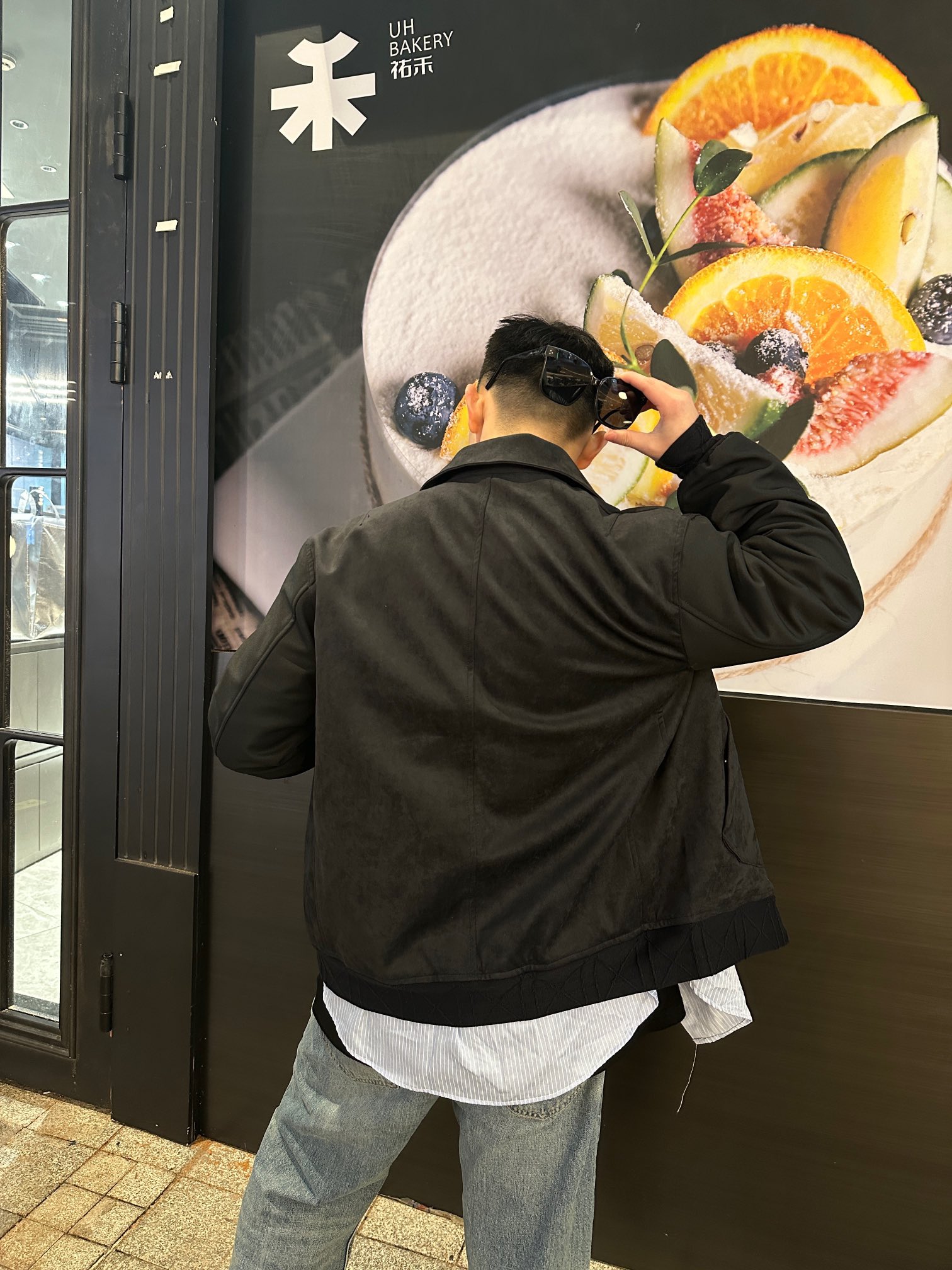 DIOR/迪奥 徽标麂皮革混纺夹克 上身效果 5