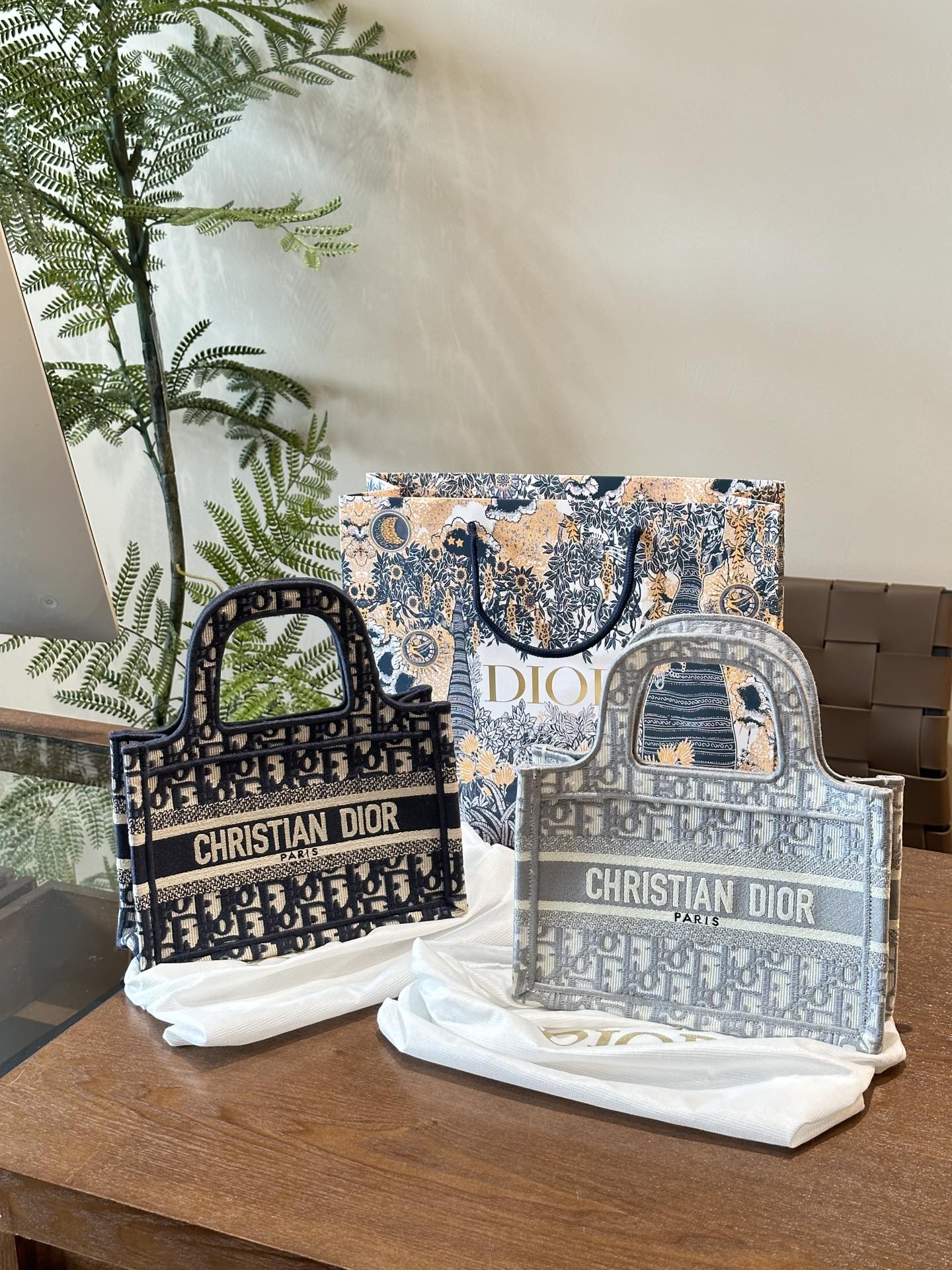 Dior Bags Handbags Blue Embroidery Oblique Mini