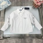 Top Sale
 Prada Clothing Shirts & Blouses Black White Splicing Unisex Cotton Long Sleeve