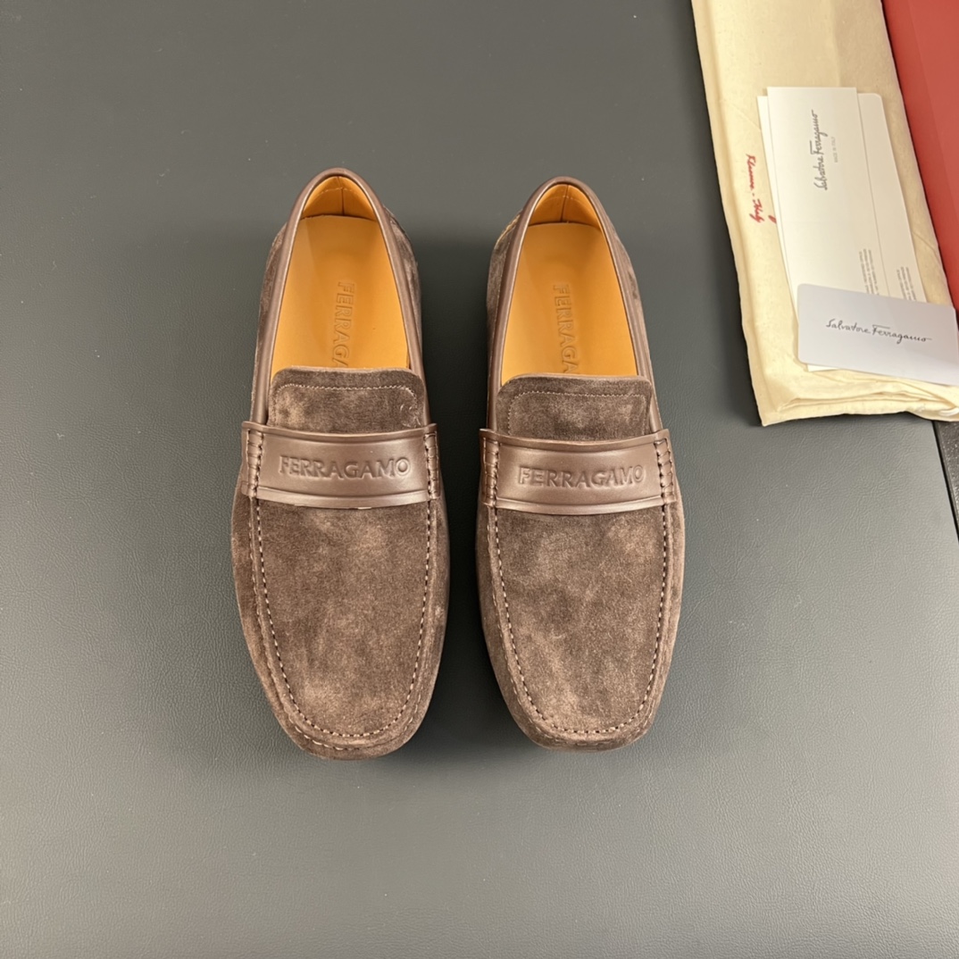 Grado Real Ferragamo (Ferragamo): Mismo modelo que el sitio web oficial, material original superior: gamuza de vaca ori…