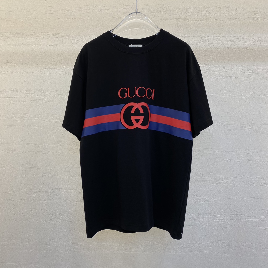 Gucci Odzież T-Shirt Drukowanie Kolekcja letnia Krótki rękaw
