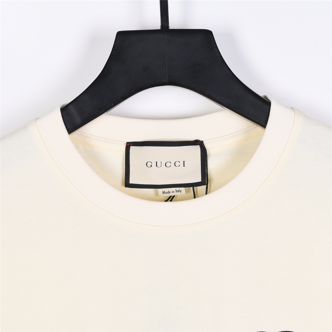 GUCCI 古驰24ss经典双G 刺绣短袖 定制260克全棉双纱紧密爽滑面料