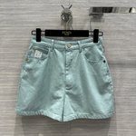 Fendi Clothing Jeans Shorts Blue Embroidery Cotton Denim Spring/Summer Collection Vintage