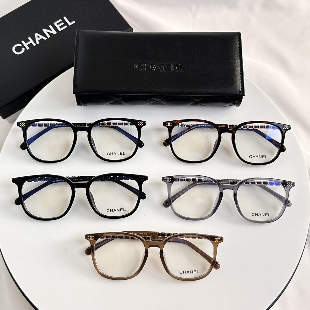 ️CHANEL24ss开春新品独家小框编制羊皮镜腿小脸姐姐配近眼镜框Mod3472SIZE54口18-1