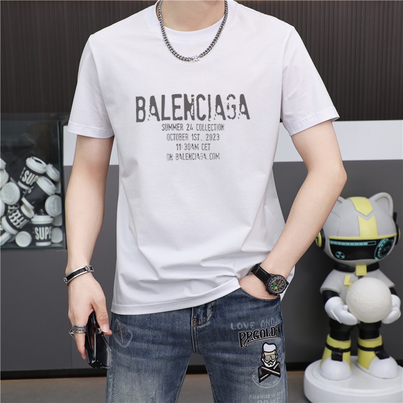 Balenciaga Kleding T-Shirt Replica van merkontwerper
 Mannen Katoen Gemerceriseerd katoen Lente/Zomercollectie Korte mouw