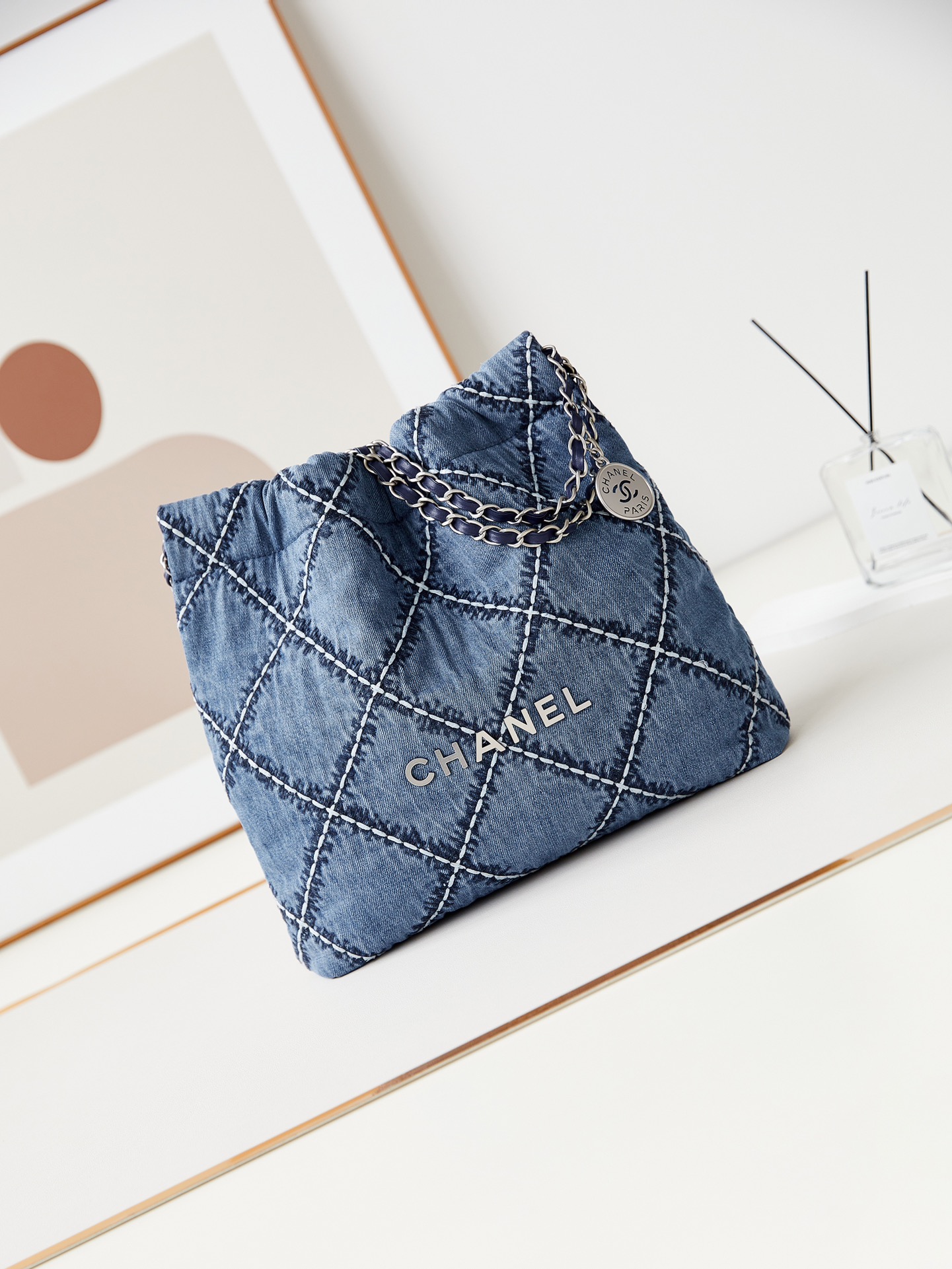 Chanel Crossbody & Shoulder Bags Blue Denim Silver Mini