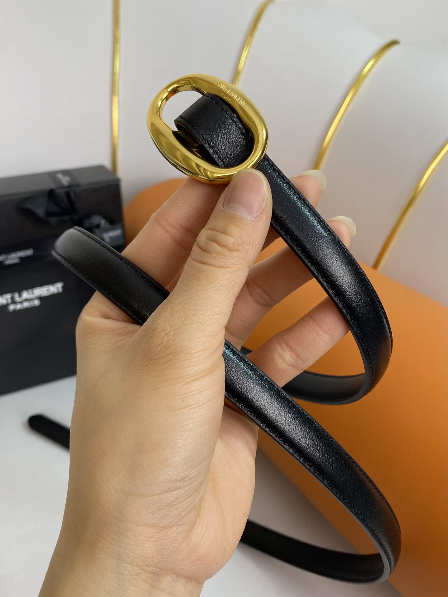 [YSL Belts]Italian original leather Width 1.5cm purchasing grade