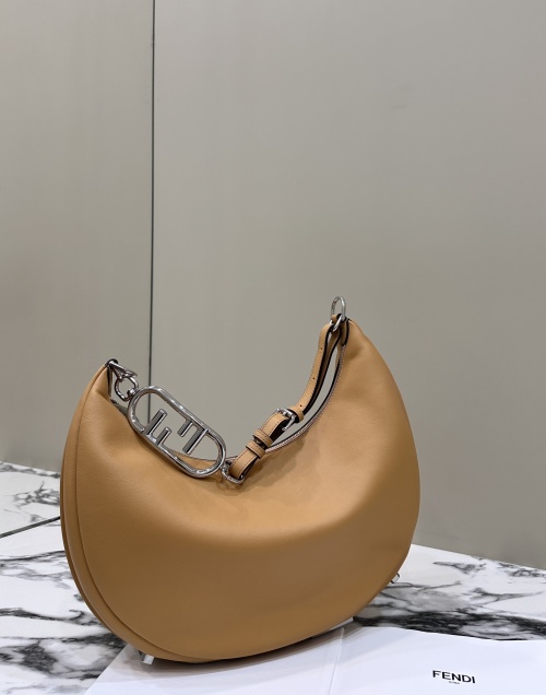 Fendi Fendigraphy Hobo Bag in Almond Leather with Silver-Tone Hardware 1 Fendi Fendigraphy Hobo Bag in Almond Leather with Silver-Tone Hardware